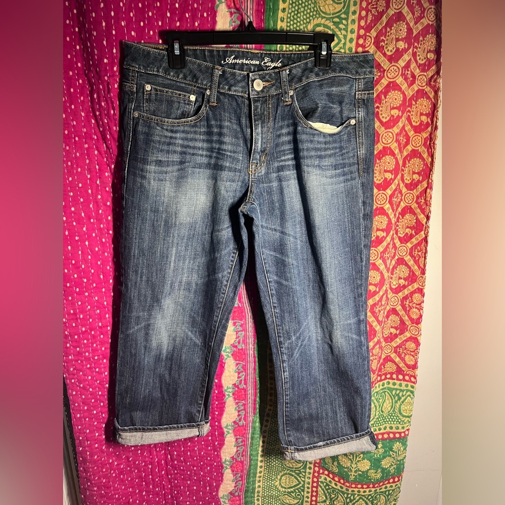 American Eagle Boy Crop Jeans 12 boy fiit 100% cotton